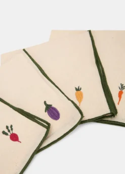 4 pack tovaglioli in cotone con ricamo