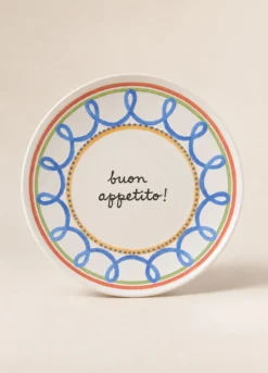 Piatto da pizza in ceramica con orlo decorato