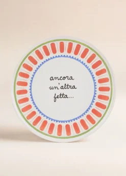 Piatto da pizza in ceramica con orlo decorato
