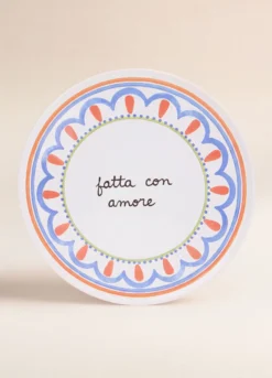 Piatto da pizza in ceramica con orlo decorato