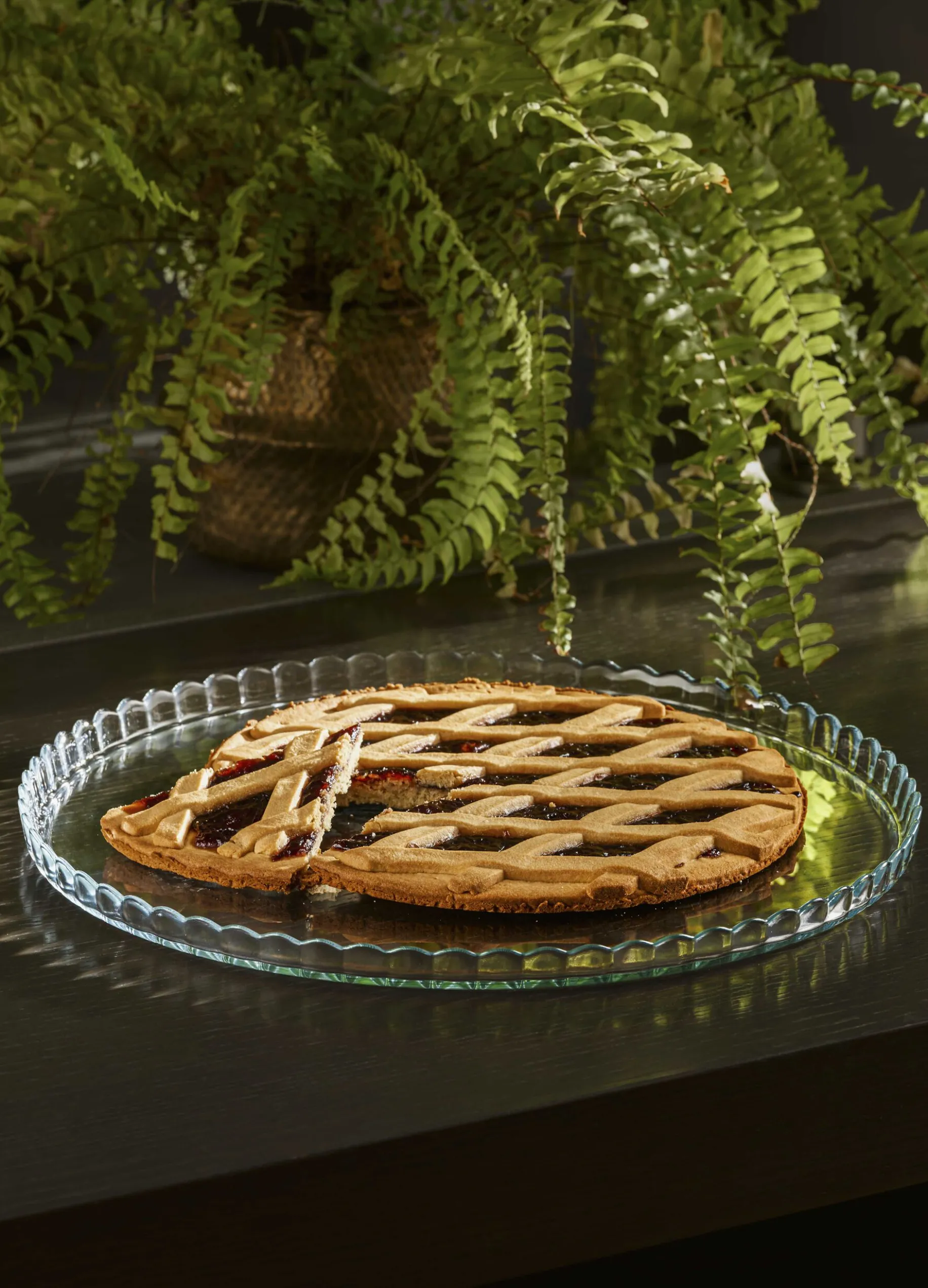 Piatto per torte in vetro