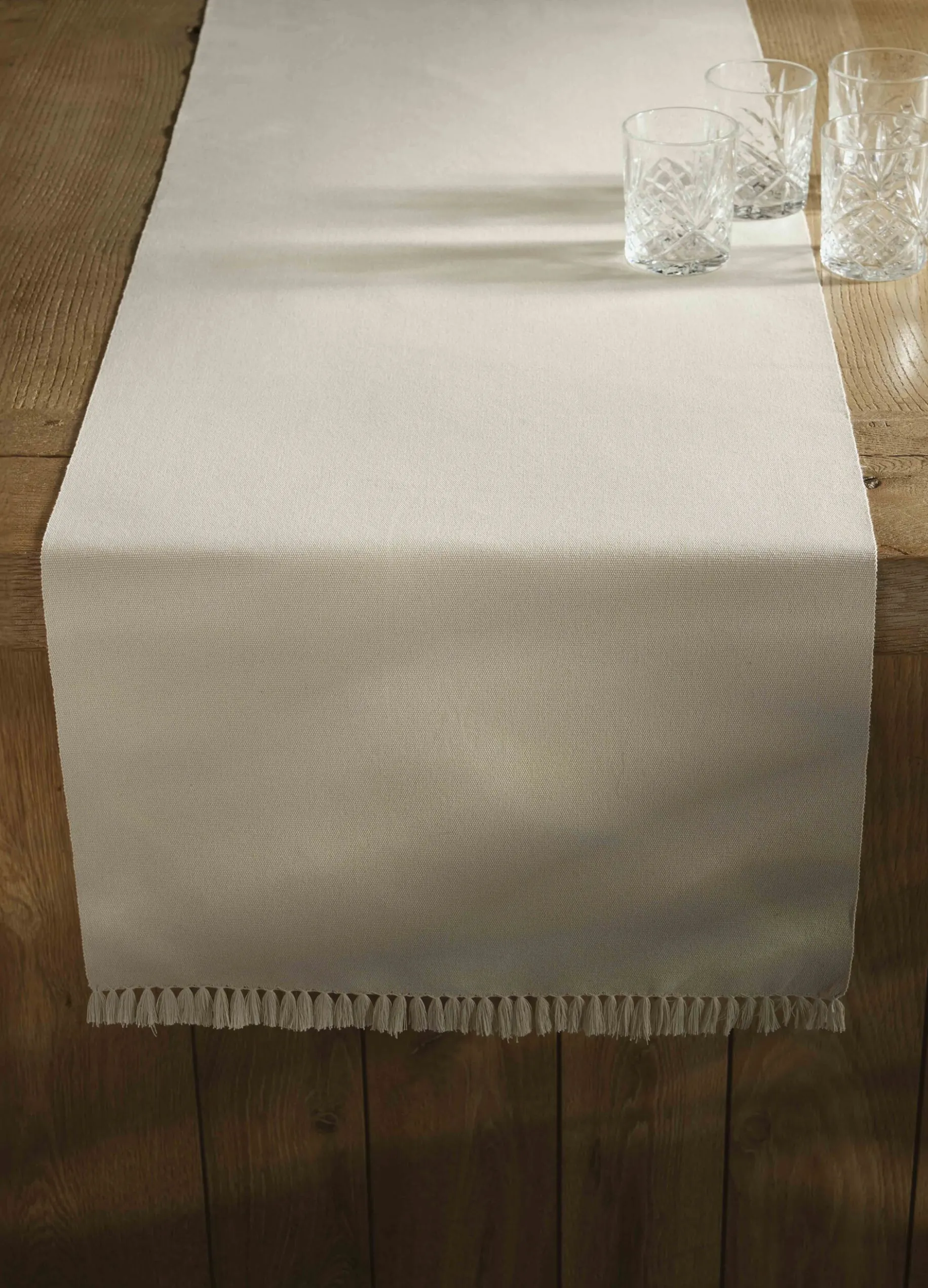 Runner in cotone bio con frange