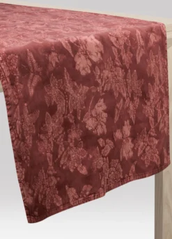 Runner in cotone lavato con stampa jacquard