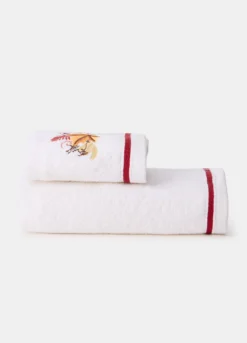 Set asciugamani con ricamo foglie