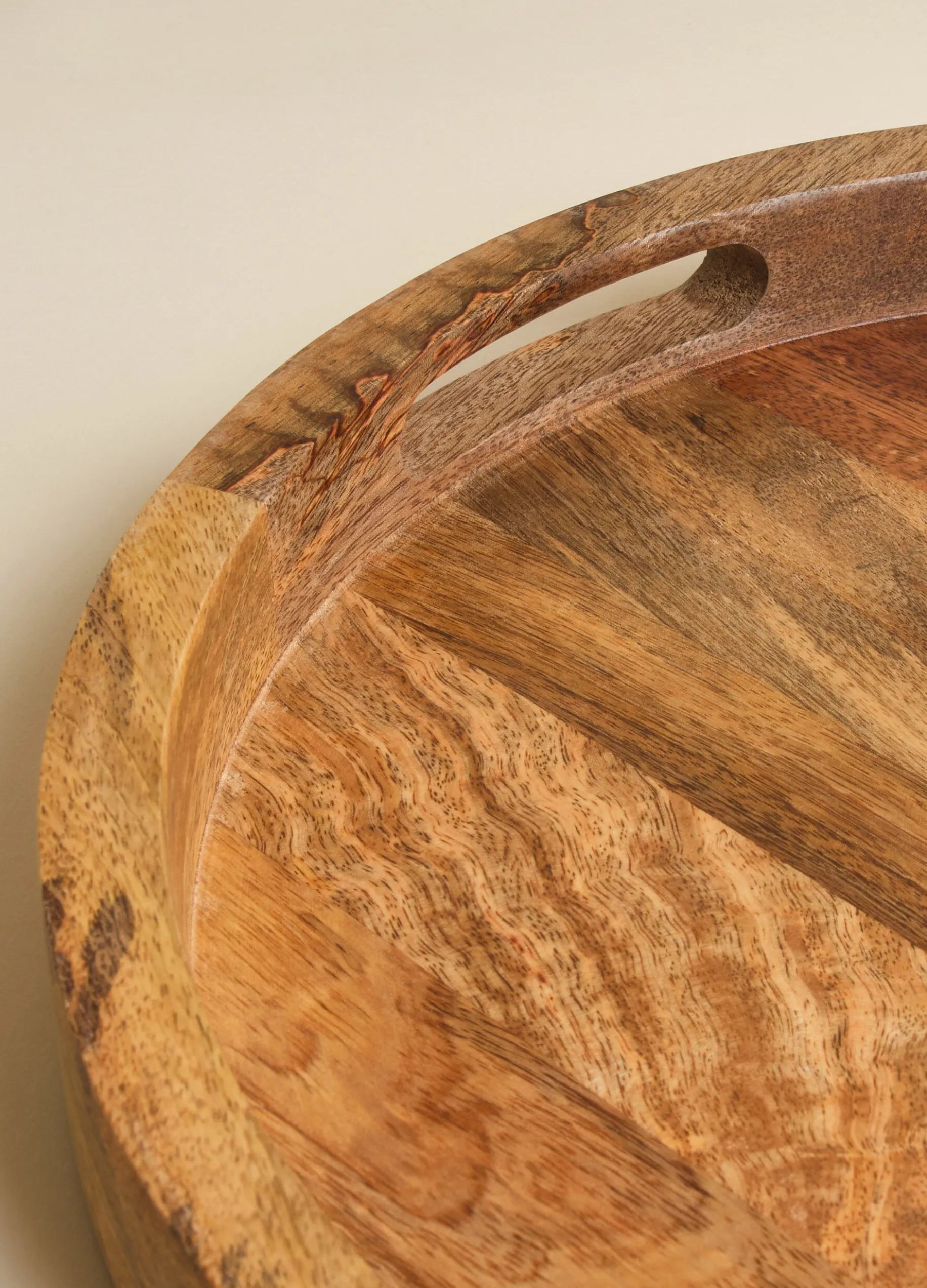 Vassoio rotondo in legno di mango