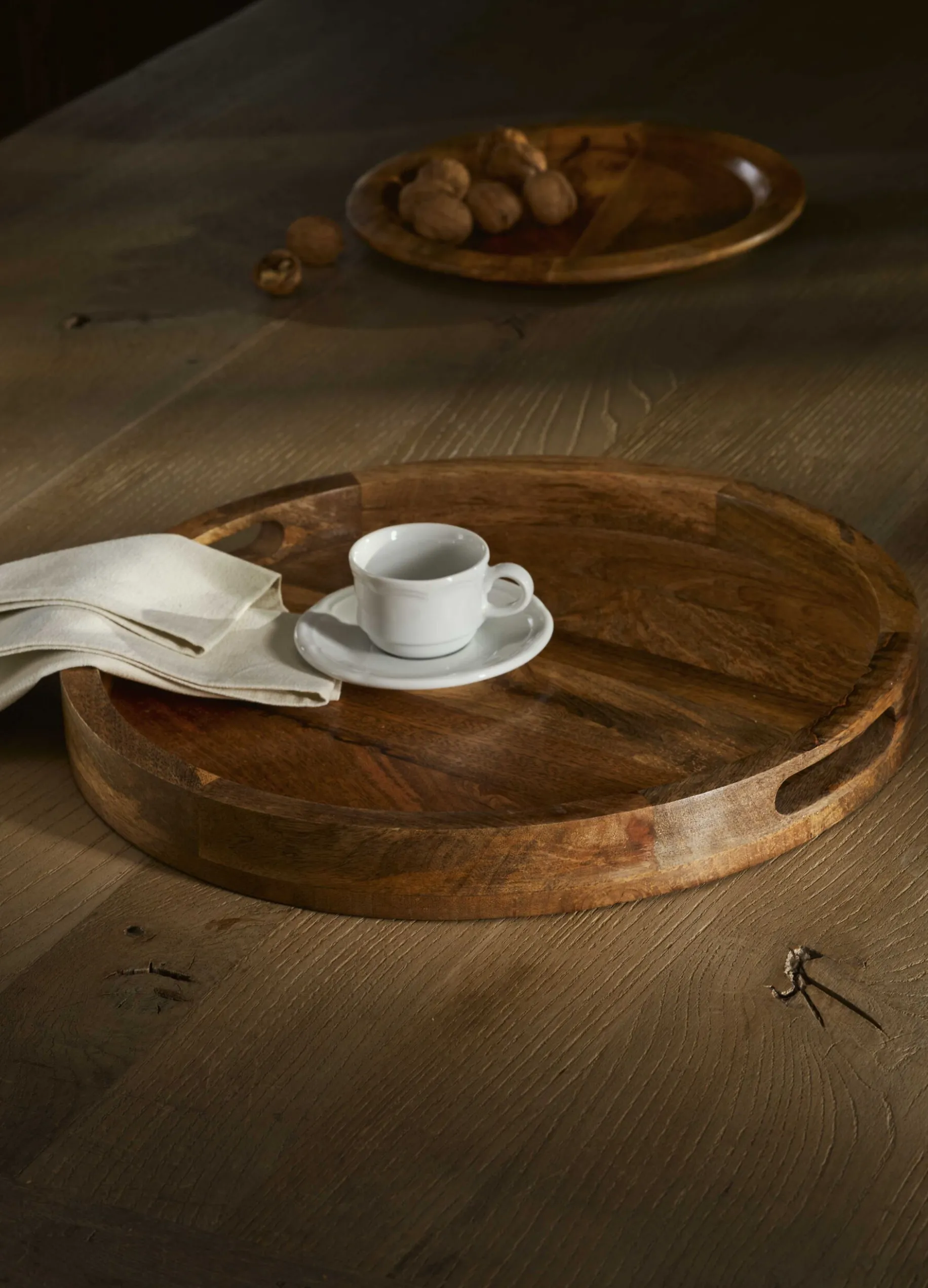Vassoio rotondo in legno di mango